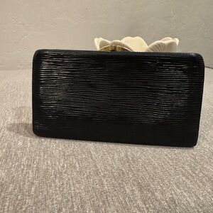 Vintage Louis Vuitton black Epi leather wallet with kiss lock closure